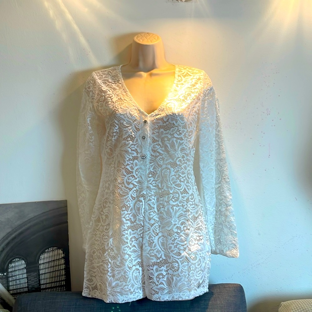 Sheer White Large Lace Jumpsuit
